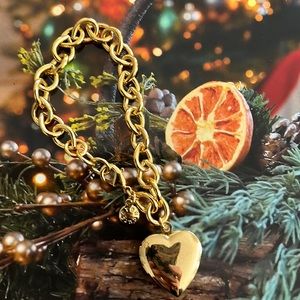 💛 J.CREW CREWCUTS Girls Gold Heart Charm Bracelet • NWT • Rare style